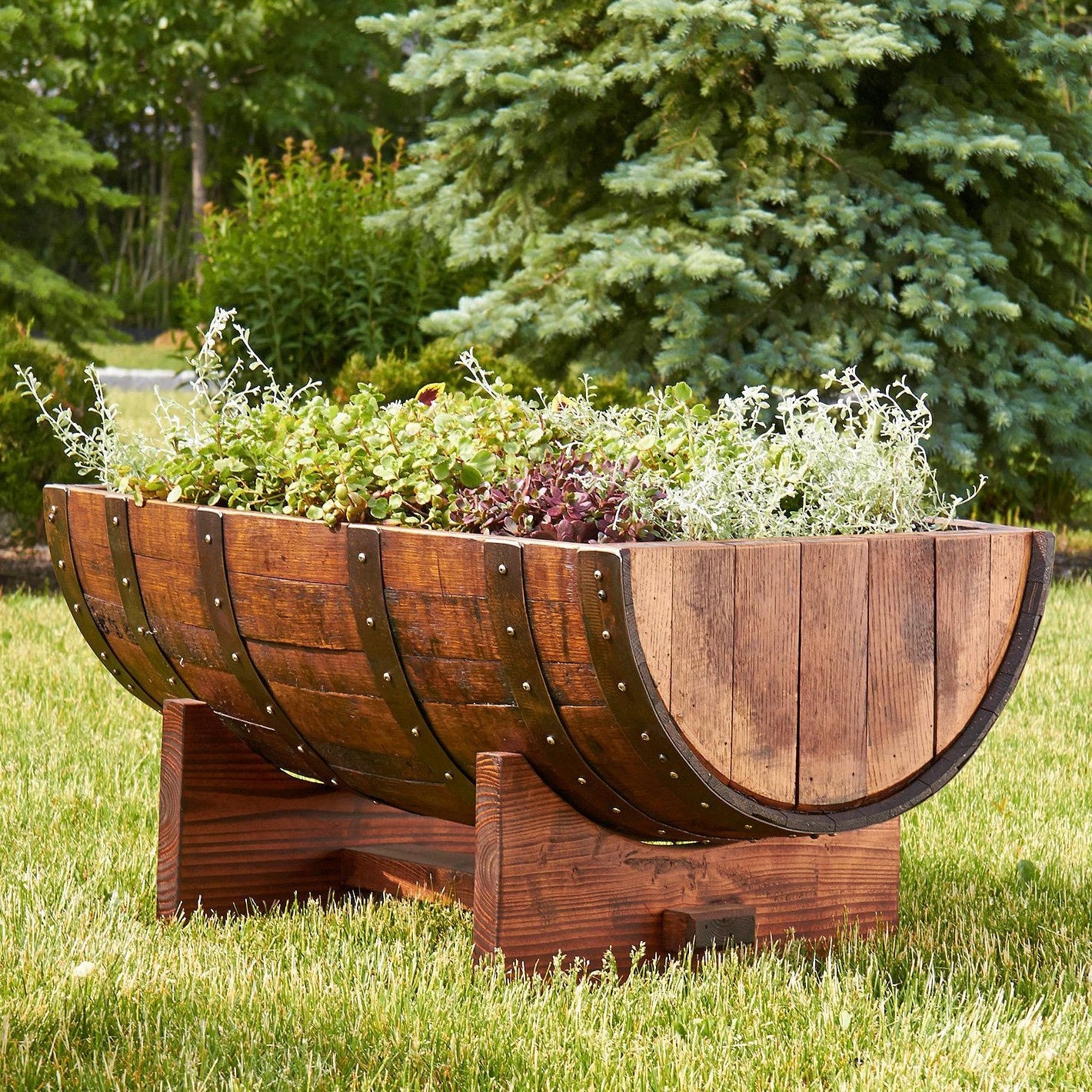 Wine Barrel Side Planter