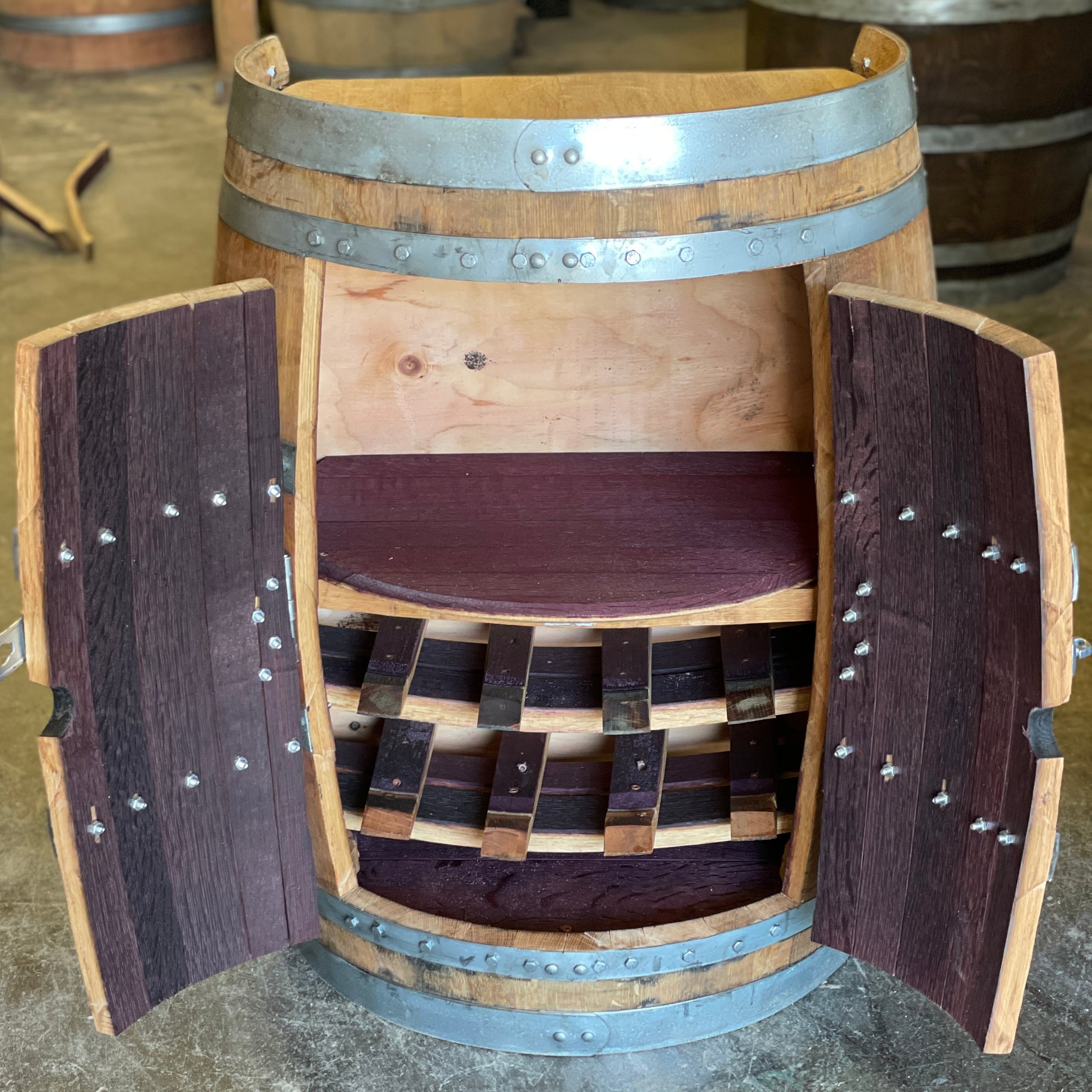 Wine Barrel 1 2 Storage 1 2 Rack Barrel Dreams Inc