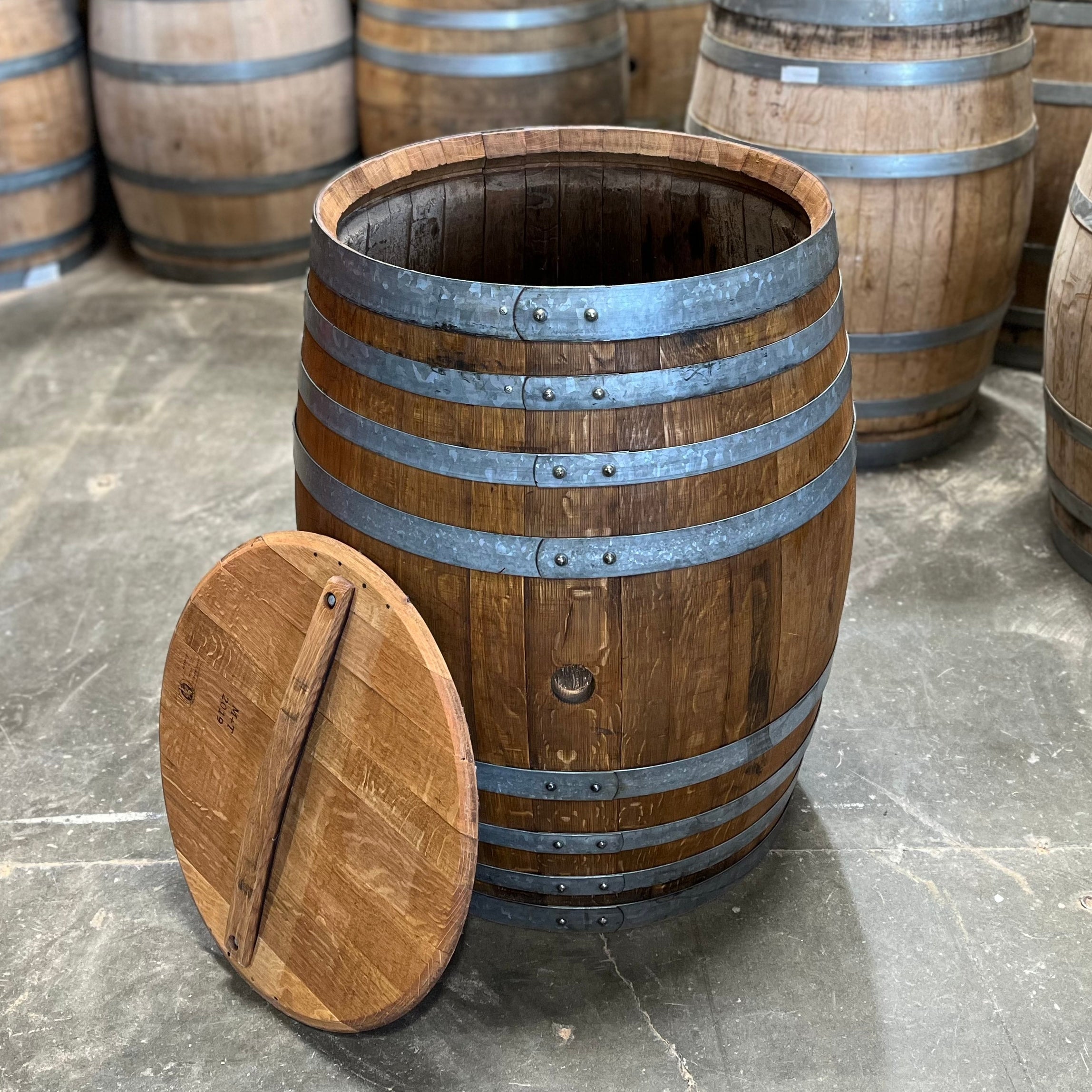 Wine Barrel Trash Can Barrel Dreams Inc.
